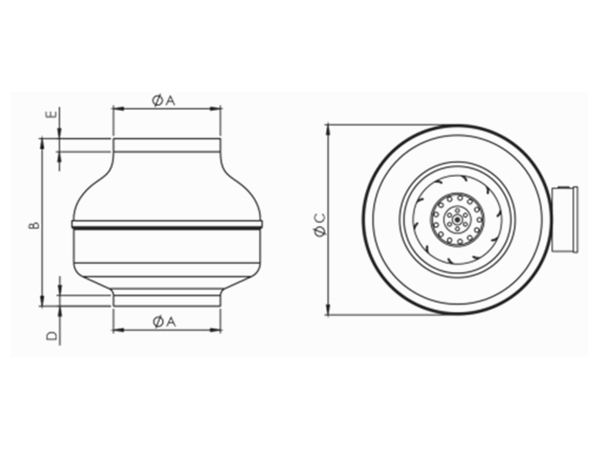 Industriel kanalventilator - aRd Ø125mm, 68W, 340m3/t