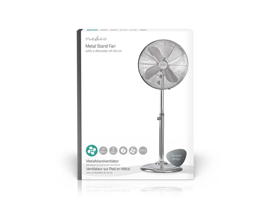 Gulvventilator - Ø40cm, 230V / 50W, 3 hastigheder, Krom
