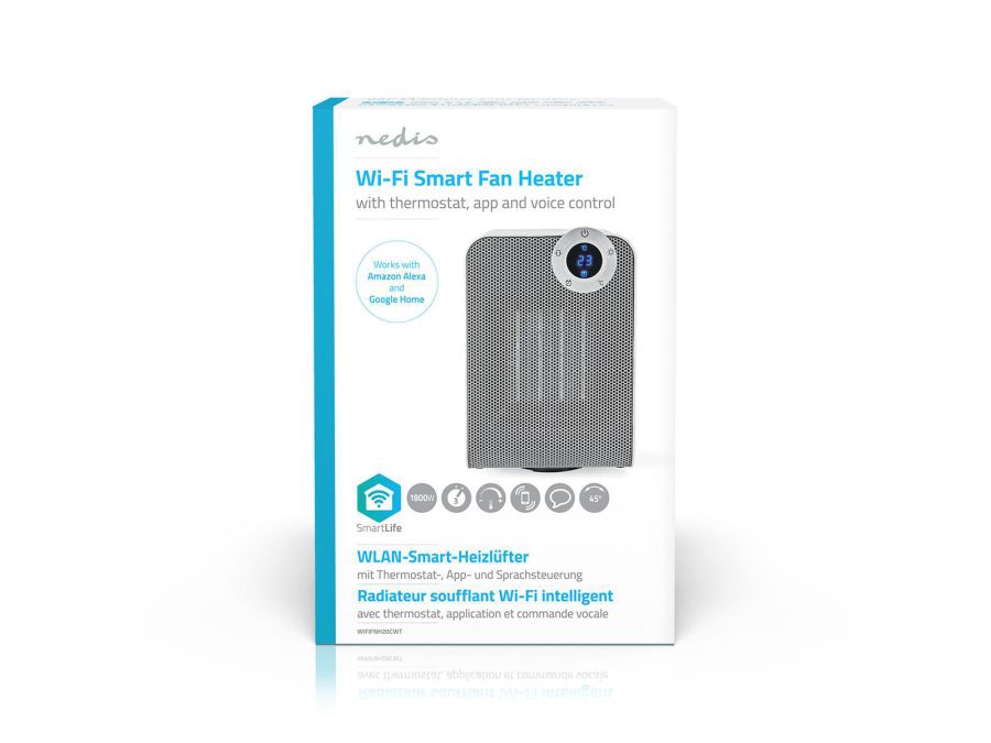 Wi-Fi Smart-varmeblæser - Kompakt, Termostat, 1800W, Hvid