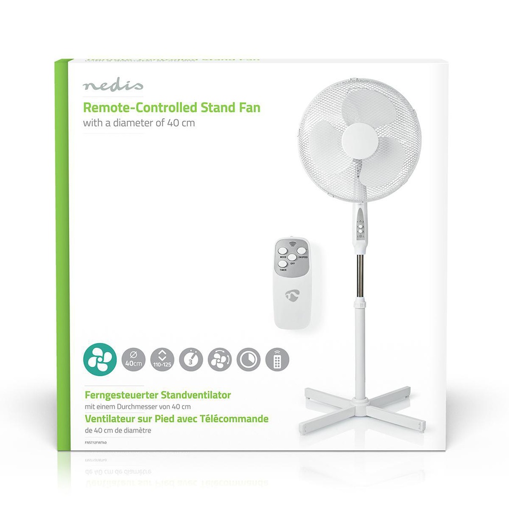 Fjernstyret gulvventilator - Højdejusterbar, Ø40cm