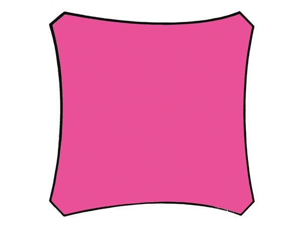 Kvadratisk solsejl - 3,6 x 3,6m FUCHSIA