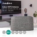 Indendørs DVB-T antenne - 0-25km, 28dB, FM/VHF/UHF, Grå