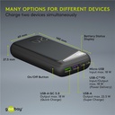 Powerbank m. LED display - USB-C PD, QC, 5V 5A, 20.000mAh