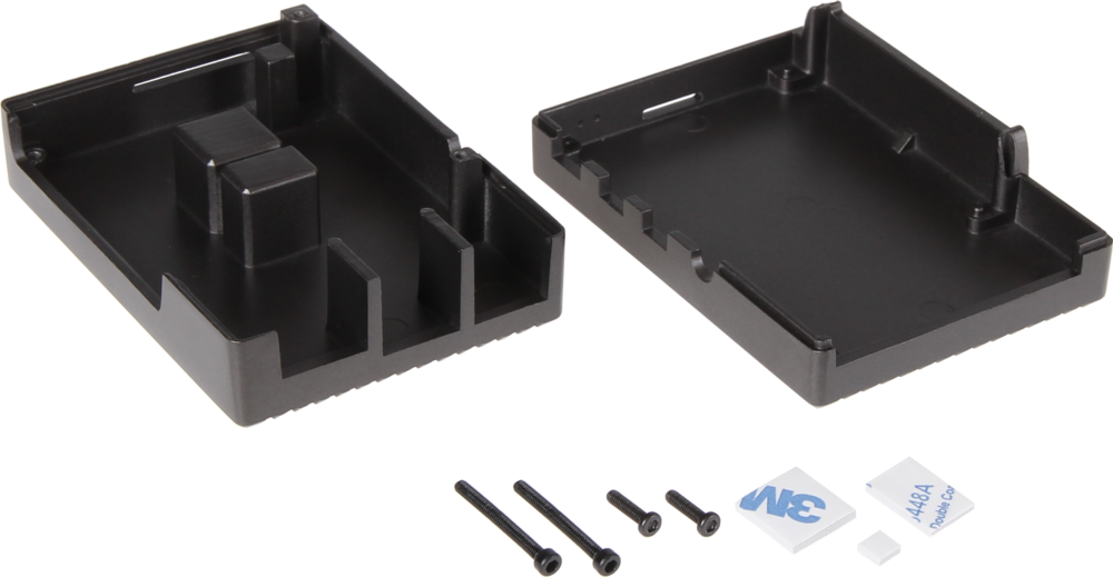 Kabinet til Raspberry Pi 4 B - Aluminium, Sort