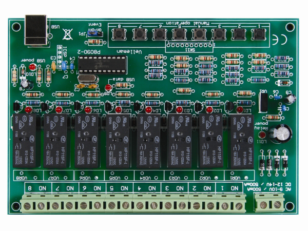 WSI8090 - 8 kanals USB relæ kort