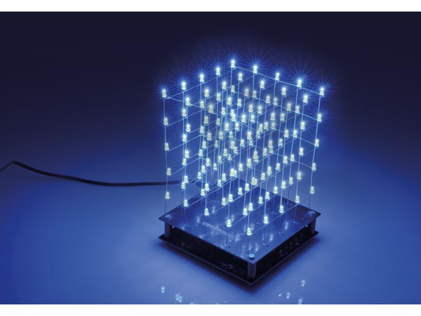 WSL8018B - 3D LED kube, 5x5x5 blå LED, programmerbar via USB