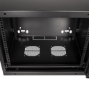 19" væg-rackskab - 6U, 450mm dyb, m. glaslåge, Sort