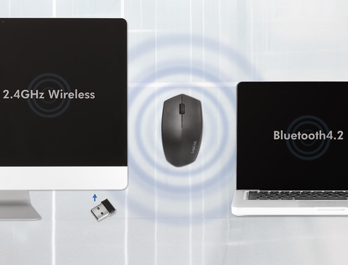 Ergonomisk bluetooth mus - 2,4GHz, 1200dpi, Sort