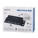 USB 2.0 HUB - 4 porte inkl. 2A strømforsyning, til montage