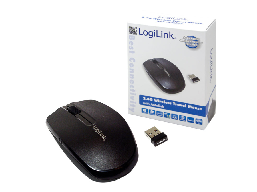 2.4 GHz trådløs optisk mini mus - 1200dpi, Sort