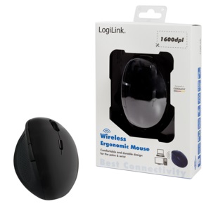 2.4GHz trådløs ergonomisk mus - 1600dpi, Sort