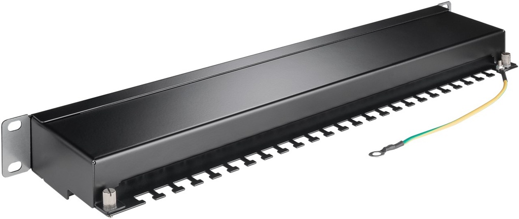 19" Patch panel - 1U, 24 x RJ45 CAT6 skærmet, Sort