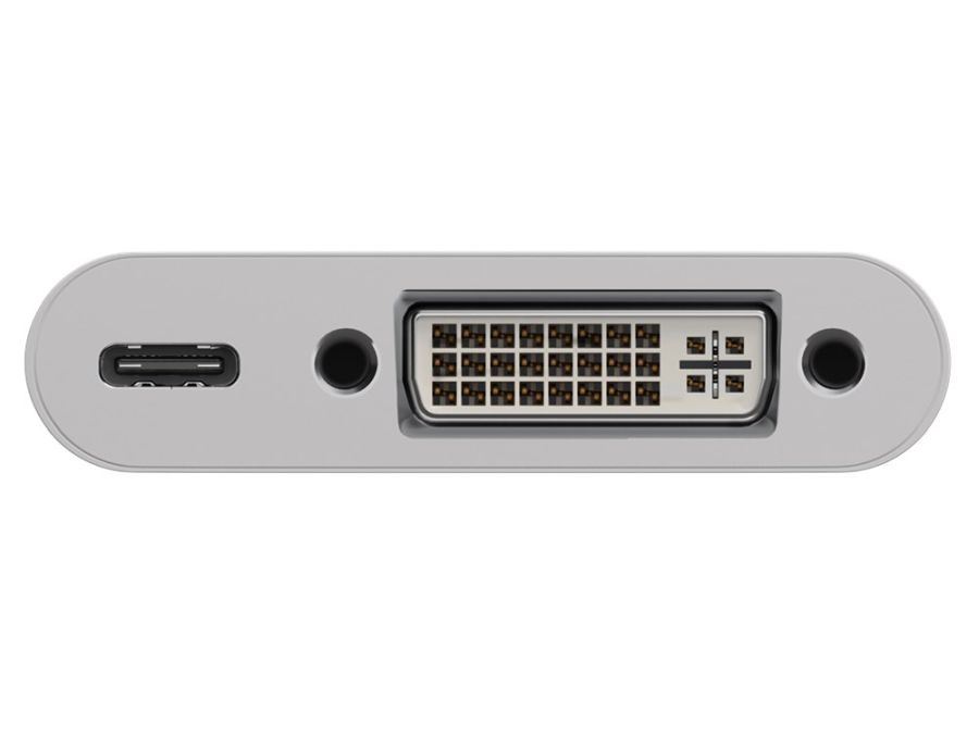 USB-C til DVI PD adapter - USB-C ladeport, Hvid (0,15m)