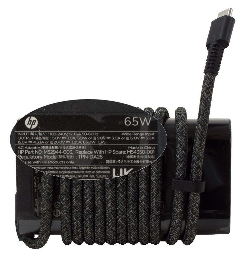 HP strømforsyning - PD 5-20V (65W), USB-C