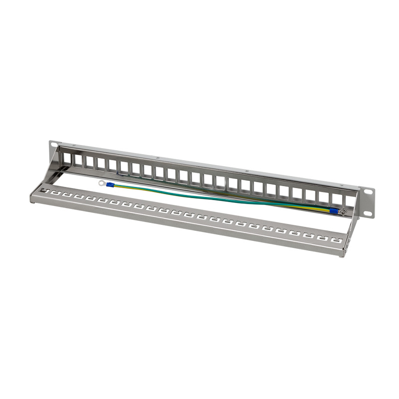 19" Patch panel - 1U, 24 x keystone porte, Grå