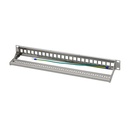 19" Patch panel - 1U, 24 x keystone porte, Grå