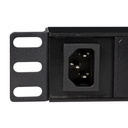 19" El-rackpanel - 8 x C13 (IEC320) besk.+kontakt, Sort (2m)