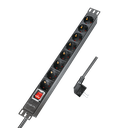 19" El-rackpanel - 8 x CEE7/3 hun, ON/OFF kontakt, Sort (2m)