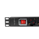 19" El-rackpanel - 8 x CEE7/3 hun, ON/OFF kontakt, Sort (2m)
