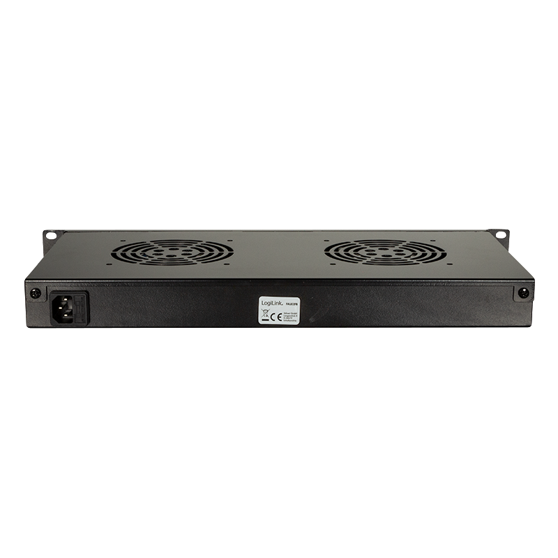 19" Rackkøler med 2 blæsere & termostat, Sort