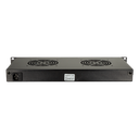 19" Rackkøler med 2 blæsere & termostat, Sort
