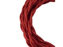 Stofledning - 2 x 0,75mm², Snoet, Metallisk RØD (3m)