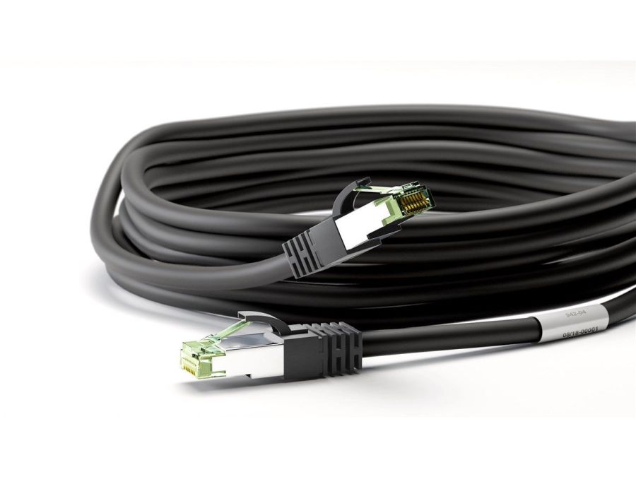CAT8.1 netværkskabel - S/FTP (PiMF), LSZH, OFC, Sort (0,25m)