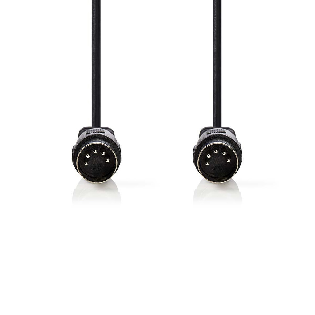 Midi audiokabel - 2 x 5 pol 180° DIN han, Sort (2m)