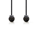 Midi audiokabel - 2 x 5 pol 180° DIN han, Sort (2m)