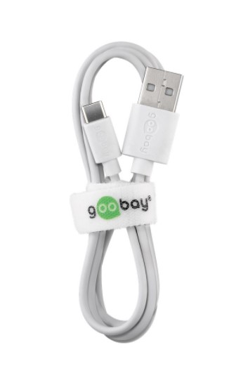 USB 2.0 kabel - A han til USB-C han, 3A, Hvid (0,5m)