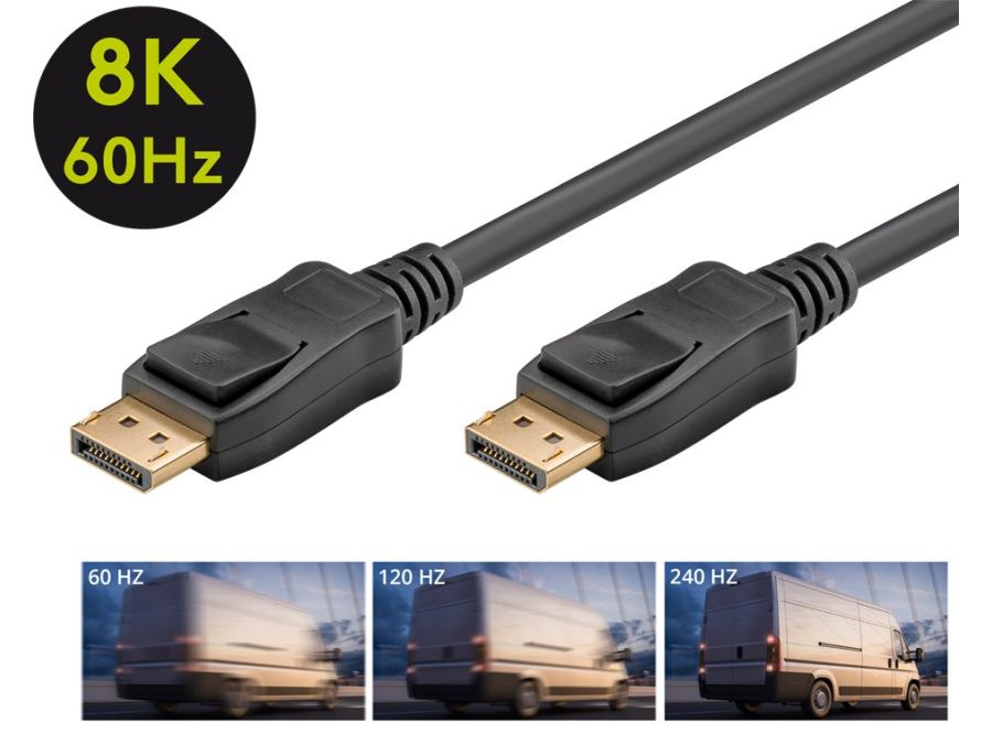 DisplayPort 1.4 (8K) kabel - DP han til DP han, Sort (2m)