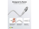 USB-C til Lightning Supersoft PD Tekstilkabel, 3A, Hvid (1m)