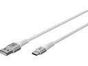 USB-C™ til USB-A Supersoft PD Tekstilkabel, 3A, Hvid (1m)