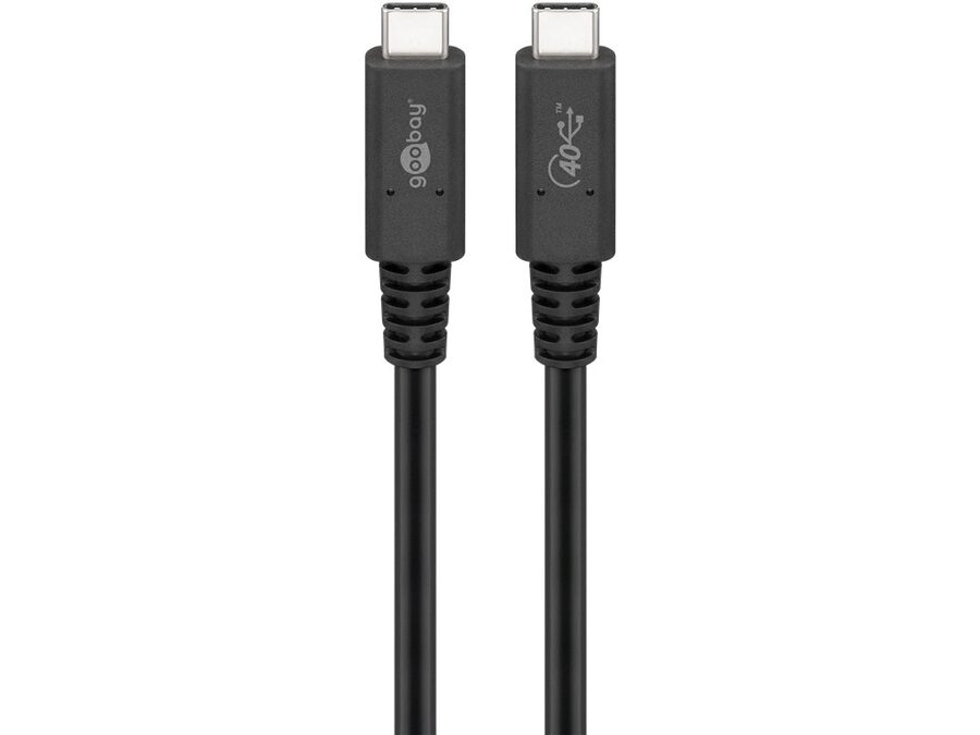 USB 4.0 Gen 3x2 kabel - 2xUSB-C han 5A (240W) Sort (0,7m)
