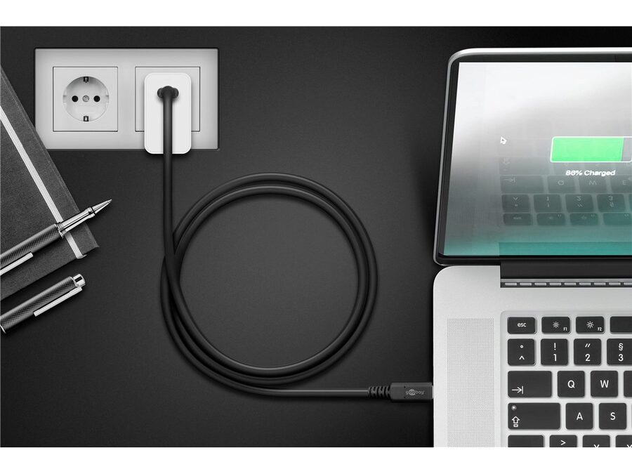 USB 4.0 Gen 3x2 kabel - 2xUSB-C han 5A (240W) Sort (0,7m)