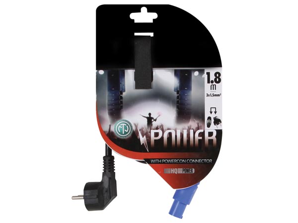 Strømkabel - CEE7/7 til Powercon, 3 x 1,5mm² PVC (1,5m)