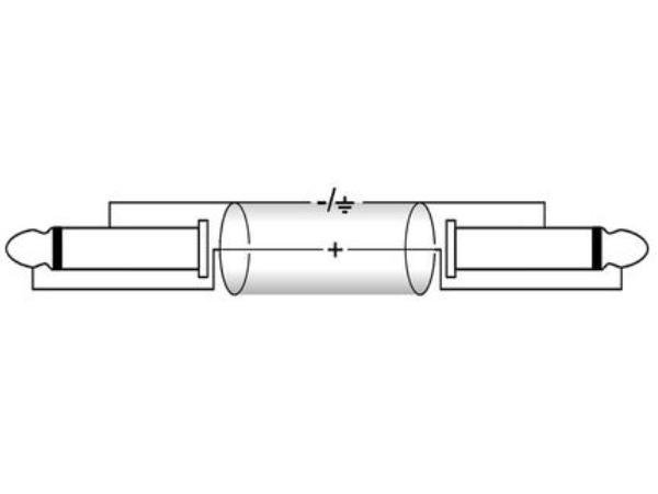 Prof. audiokabel - 2 x 6,35mm mono JACK han, Sort (6m)