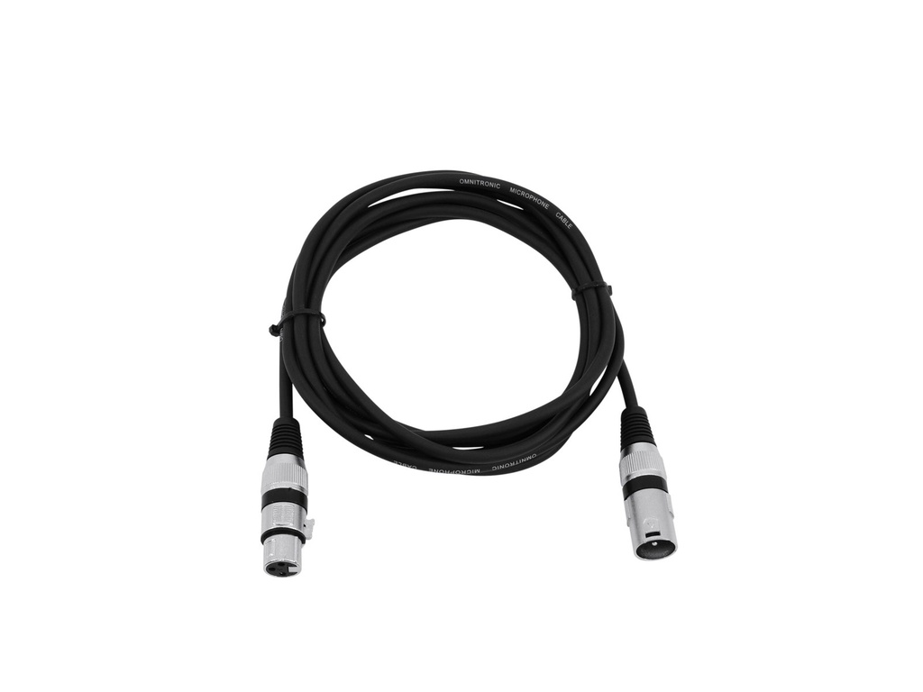 XLR kabel - 3P XLR han til 3P XLR hun, Sort (3m)