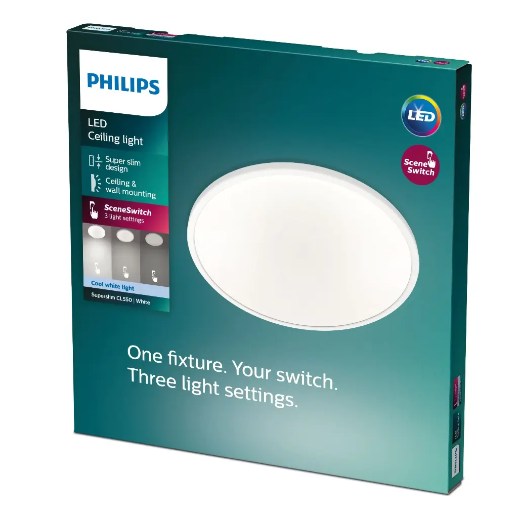 PHILIPS Superslim Loftslampe 18W Dæmpbar LED 4000K Hvid