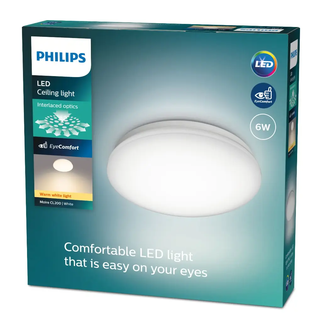 PHILIPS Moire loftslampe 6W LED 2700K Hvid