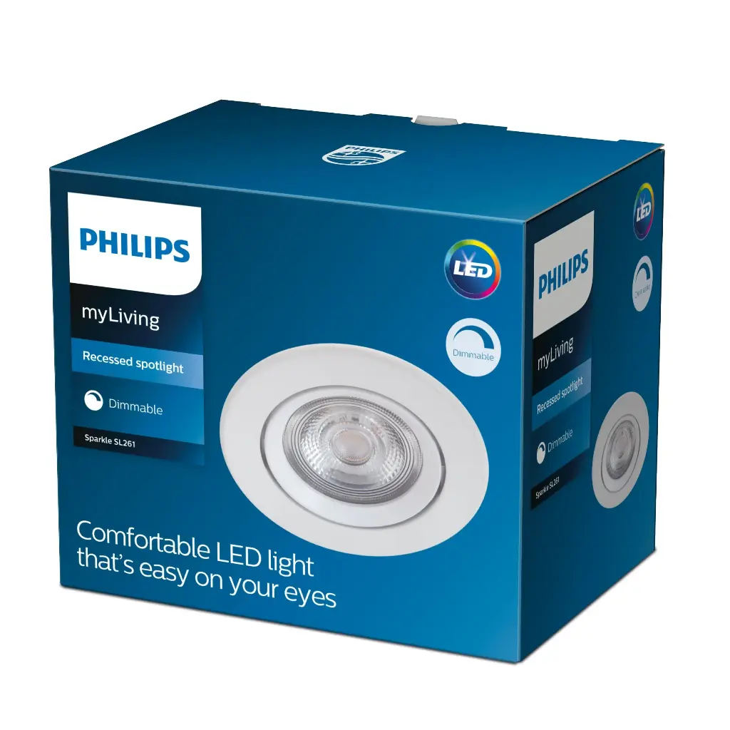 PHILIPS Indbygningsspot 5W LED DIM 2700K Hvid