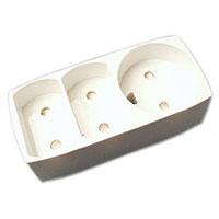 3-Stikdåse 2+1 u/jord m/blindhul hvid 250V 10A