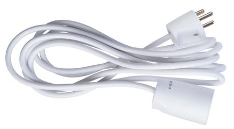 Forlængerledning m/jord hvid 3m 230V 13A