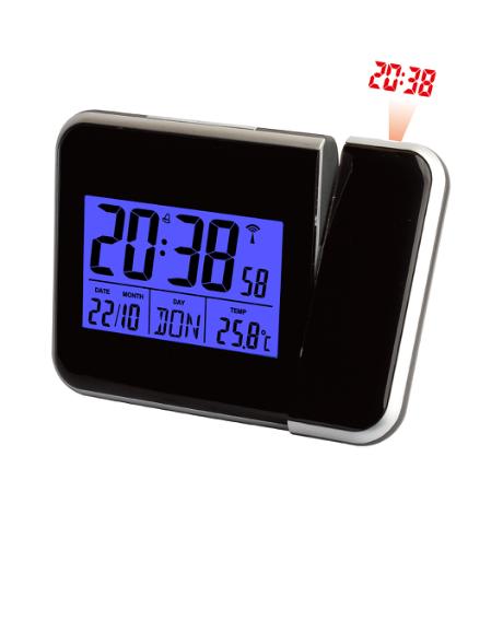 Vækkeur m/projektor, radiostyret, sort