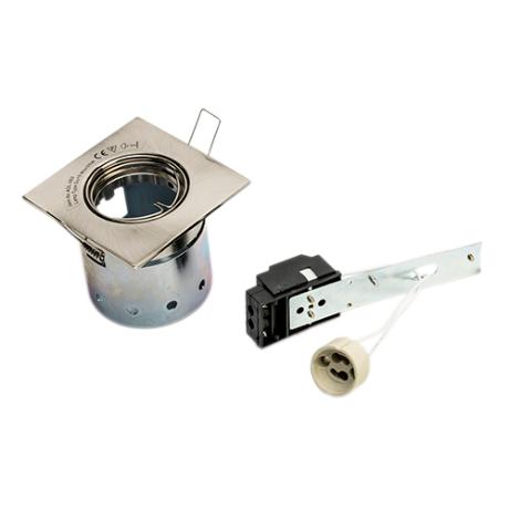 Downlight GU10 blank børstet stål firkantet m/kip