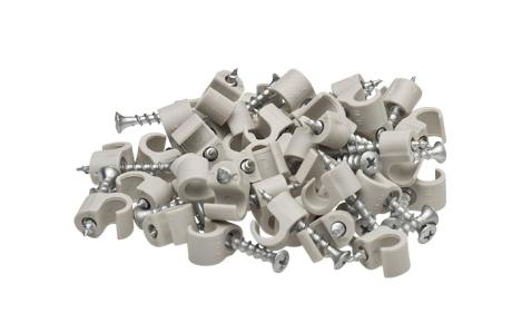 Grå kabelclips m/skrue 10-14 100 stk i æske