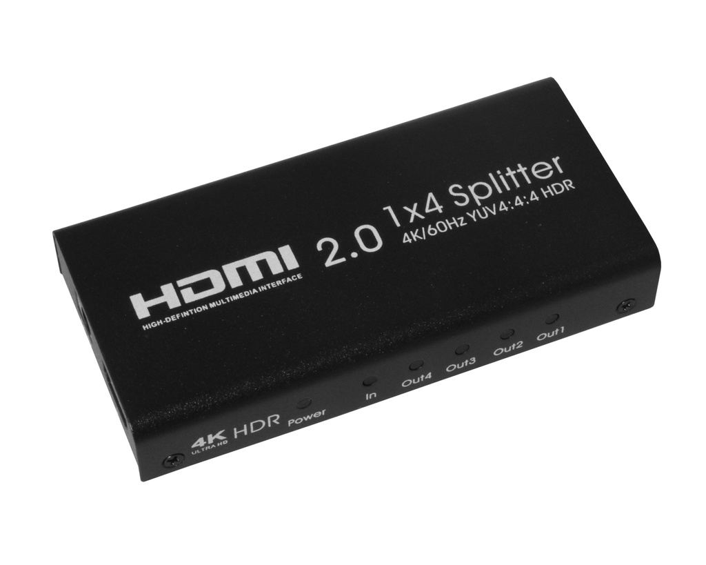 HDMI 2.0 splitter - 1 ind til 4 ud (UltraHD)