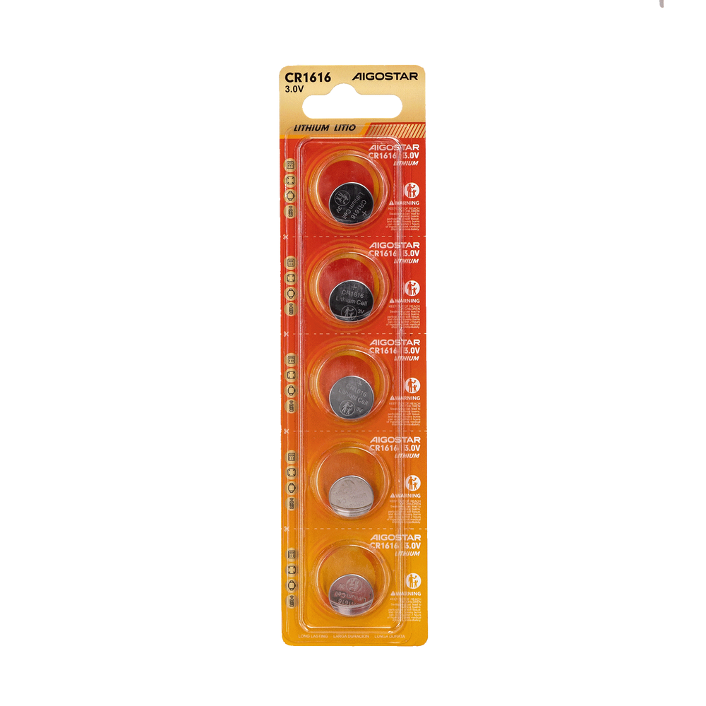 Knapcellebatterier CR1616 3V - Pakke med 5 stk. - Inkl. 3 års producentgaranti