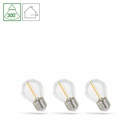 LED Kugle pære E27 1W - 230V, Varm Hvid, Klar, Spectrum, 3-pak