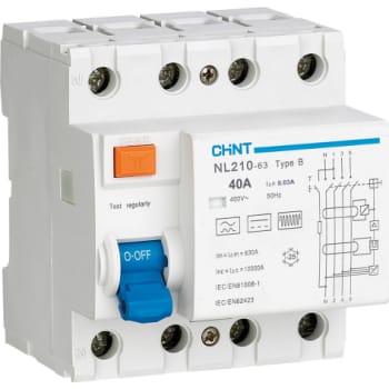 Fejlstrømsafbryder RCD HPFI 4P 40A, 30 mA, 10kA, type B, AC/DC, N til venstre
